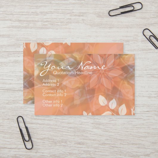 Floral Nature Orange + Logo Modèle de carte de vis (Devant/Arrière en situation)