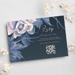 Floral Navy Blue Bold Modern Boho Wedding RSVP QR<br><div class="desc">This stunning Floral Navy Blue Bold Modern Boho Wedding RSVP QR card is the perfect way to add a touch of elegance to your wedding invitations. The beautiful rustic flowers and botanical rose design create a modern and boho aesthetic that will impress your guests. With its formal yet trendy appeal,...</div>
