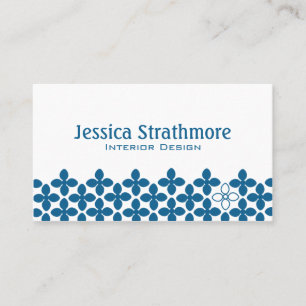 Floral Navy Blue Geometric Pattern Visitekaartje