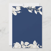 Floral Navy Blue Gold Wedding Enregistrer La Carte (Dos)