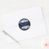 Floral Navy Blue Hydrangea Waterverf Wedding Ronde Sticker (Envelop)