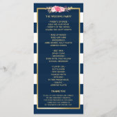 "Floral Navy Blue Striped Wedding"-programma Programma (Achterkant)