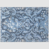  Floral Navy Blue White Elegant Decoupage Tissuepapier (Voorkant)