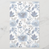 Floral Navy Blue Writing Paper Dated Lined Paper Briefpapier (Achterkant)