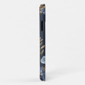 Floral Navy Dusty Blue Elegant Waterverf Name Case-Mate iPhone Case (Achterkant/rechts)