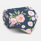 Floral Navy en Blush Stropdas (Opgerold)