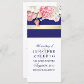 Floral Navy Gold White Wedding Programma (Voorkant / Achterkant)