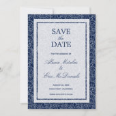 Floral Navy Wedding Save The Date (Voorkant)