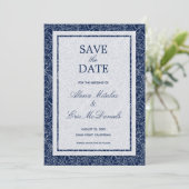 Floral Navy Wedding Save The Date (Staand voorkant)