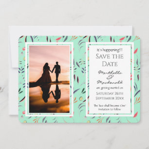Floral NEO MINT Aangepaste foto's. Save The Date