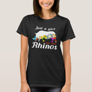 Floral neushoorn silhouet gewoon een meisje dat ho t-shirt