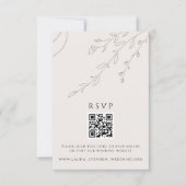 Floral neutraal RSVP Online QR Code Weddenschap We Kaart (Voorkant)