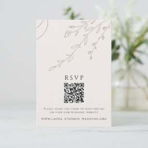 Floral neutraal RSVP Online QR Code Weddenschap We Kaart