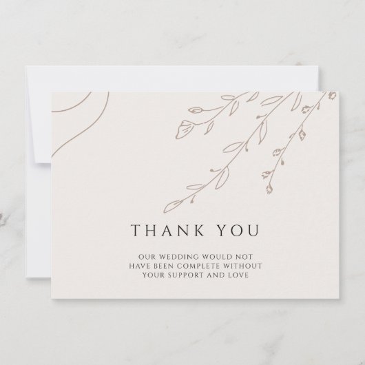 Floral Neutral Mariage Carte de remerciements avec (Devant)