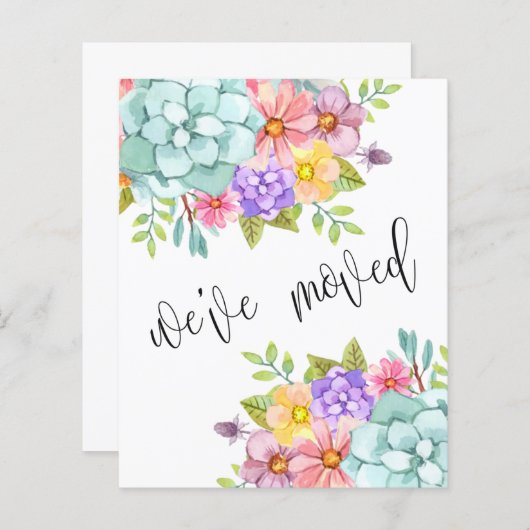 Floral New Home Address Moving Announcement (Voorkant / Achterkant)