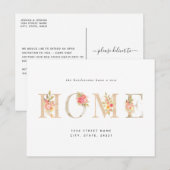 Floral New Home Moving Announge Briefkaart (Voorkant / Achterkant)