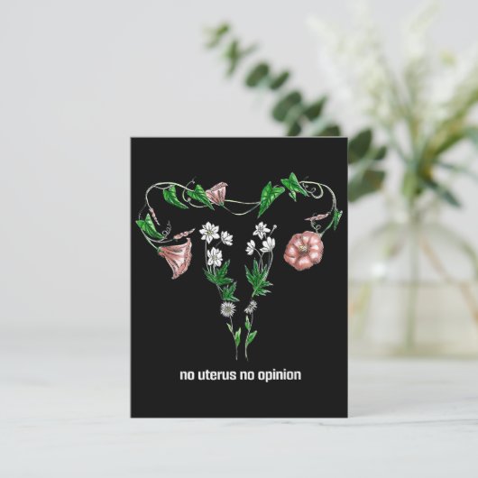 Floral No Uterus No Opinion Women's Rights Informatiekaartje (Staand voorkant)