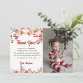 Floral Noël Anniversaire Carte de remerciements ph (Debout devant)