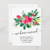 Floral Noël hiver déménagement faire-part (Devant / Derrière)