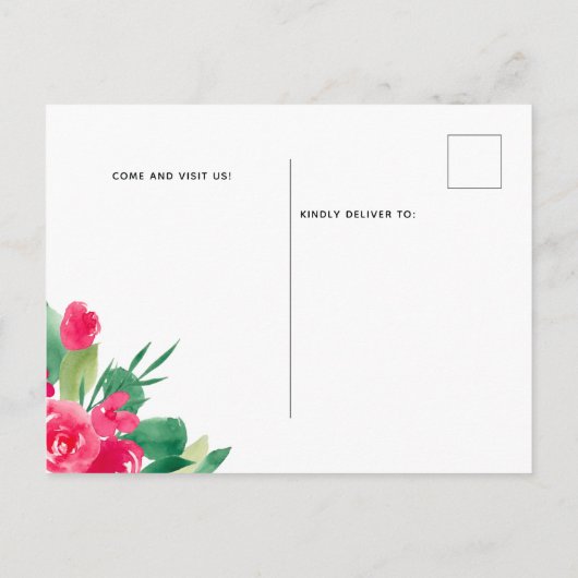 Floral Noël hiver déménagement faire-part (Dos)