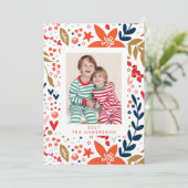 Floral Noël Joli Carte photo de vacances (Debout devant)