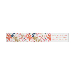 Floral Noël Joli Étiquette de adresse de vacances