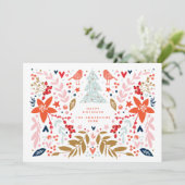 Floral Noël jolie carte de vacances (Debout devant)