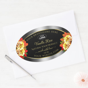 Floral Noir Argent Or produit Étiquette Logo Rose