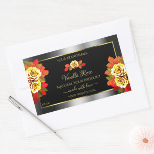 Floral Noir Argent Or produit Étiquette mignons Ro