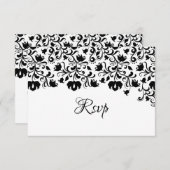 Floral noir & blanc Enregistrer la carte Date (Devant / Derrière)