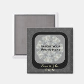 Floral Noir Enregistrer Le Magnet Mariage Date (Recto/Verso)
