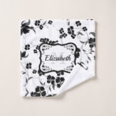 Floral noir et blanc (Gant de toilette)