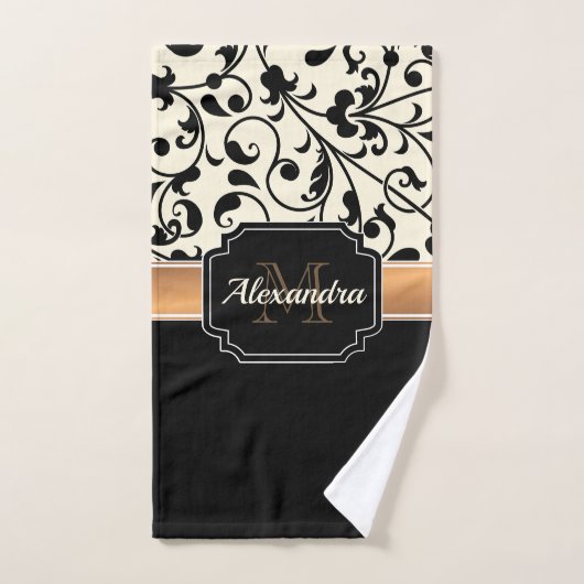 Floral noir et blanc (Serviette à main)