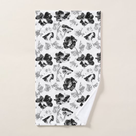 Floral, noir et blanc (Serviette à main)