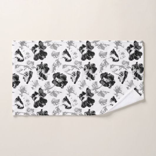 Floral, noir et blanc (Serviette à main)