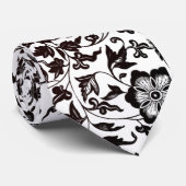 Floral noir et blanc et Cravate botanique Feuille (Roulé)