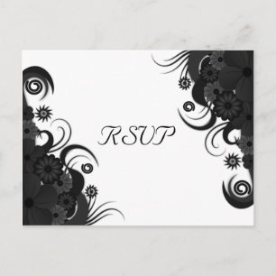 Floral noir et blanc gothique RSVP Répondre Cartes