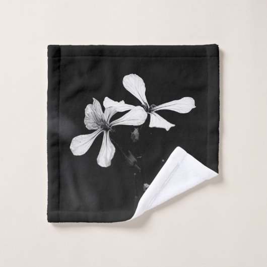 floral noir et blanc minimal (Gant de toilette)
