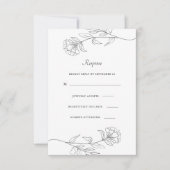 Floral noir et blanc moderne Rsvp (Devant)