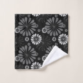 Floral noir et blanc rétro (Gant de toilette)