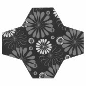Floral noir et blanc rétro (Plat)