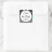 Floral noir et bleu Enregistrer les stickers Date (Sac)