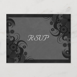 Floral noir et gris gothique RSVP Répondre Cartes 