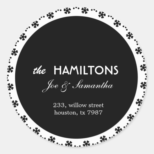 Floral noir - étiquettes d'adresses (Devant)