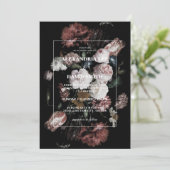 Floral noir foncé faire-part de mariage (Debout devant)