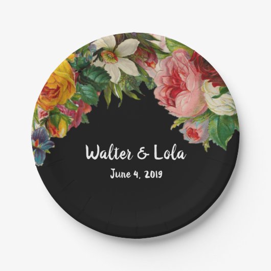 Floral Noir Papieren Bordje (Voorkant)