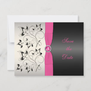 Floral noir rose Enregistrer la carte Date