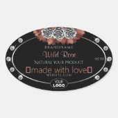 Floral Noir Rouge Argent Étiquette Bijoux Logo (Devant)