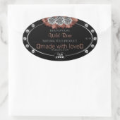 Floral Noir Rouge Argent Étiquette Bijoux Logo (Sac)