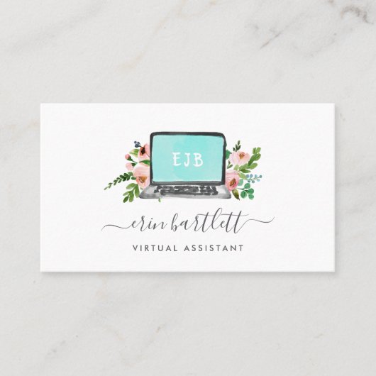 Floral notebook | Virtual Assistant Visitekaartje (Voorkant)